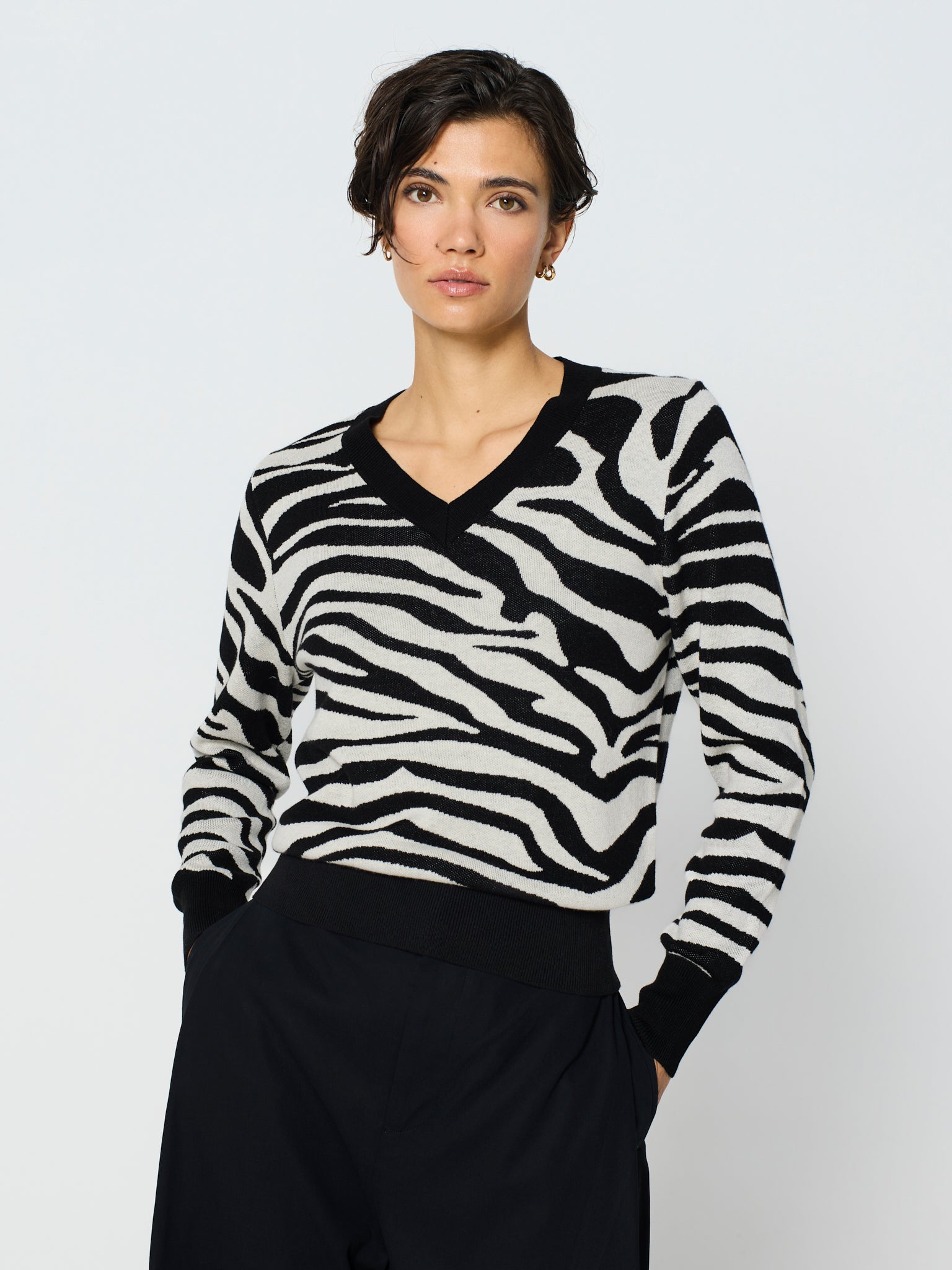 Jersei amb jacquard de zebra coll bec