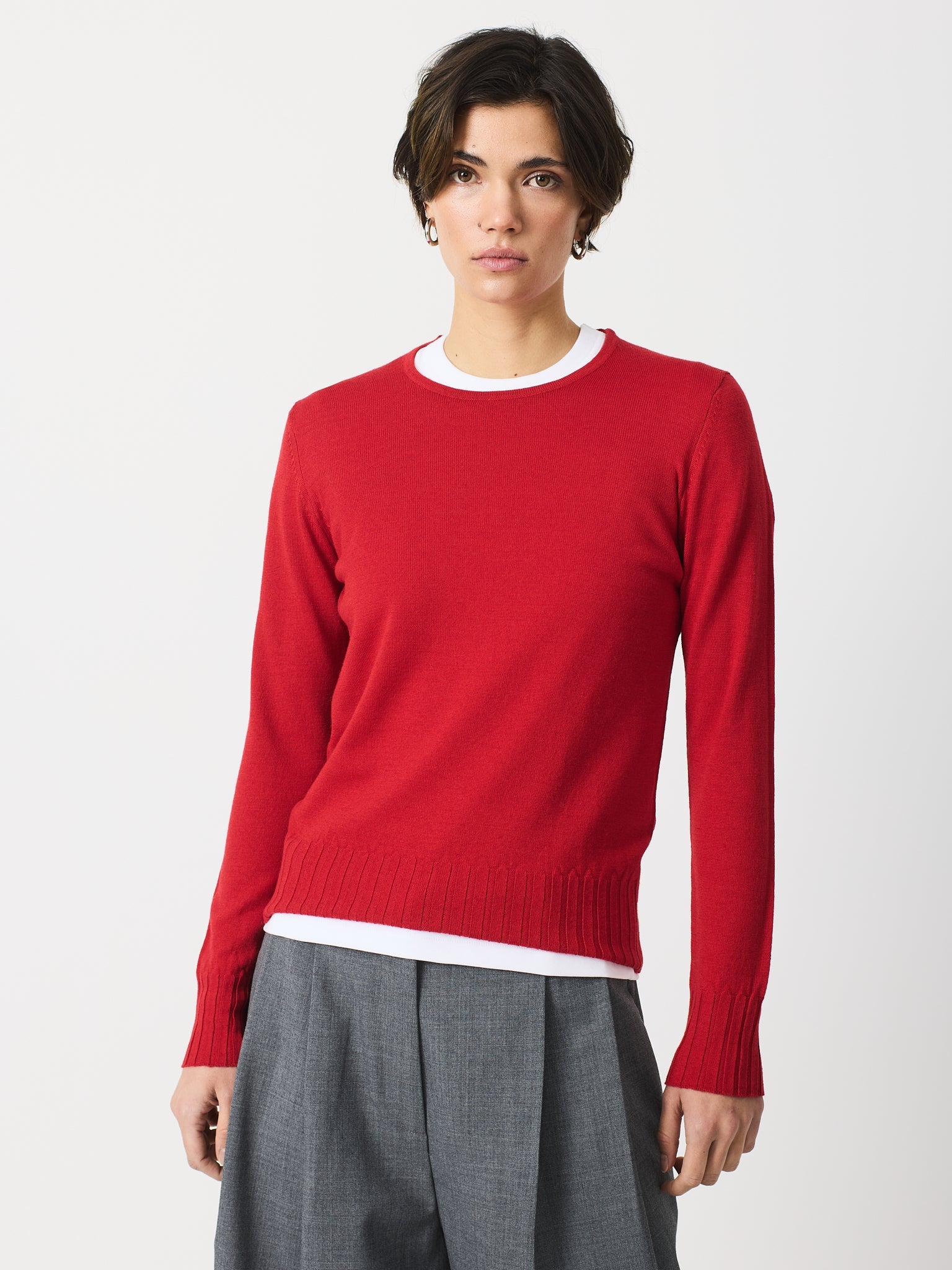 Jersey de canalé ancho cuello redondo y manga larga