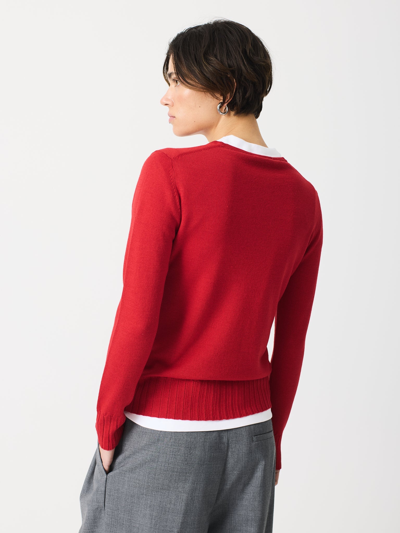 Jersey de canalé ancho cuello redondo y manga larga