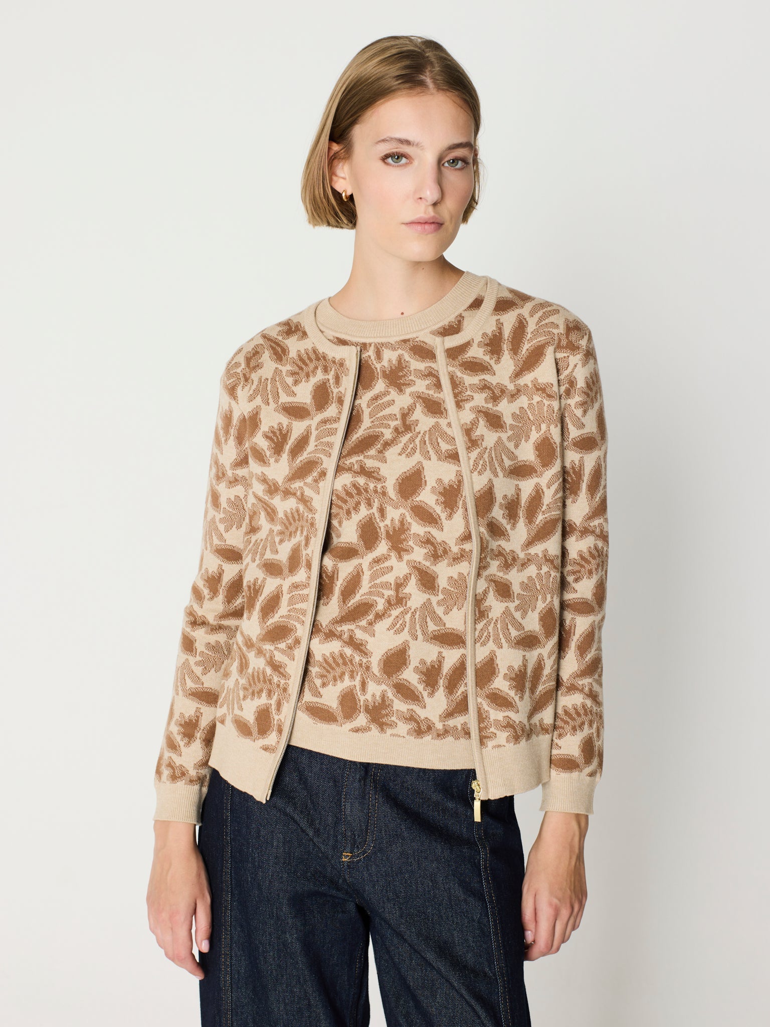 Jaqueta amb jacquard de flors