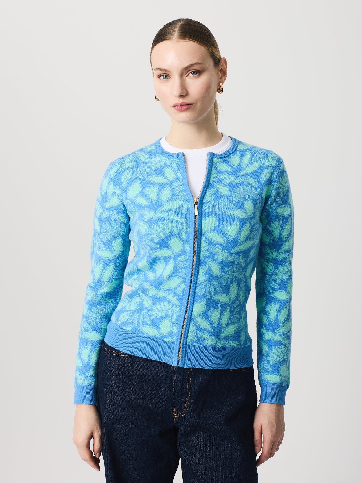 Jaqueta amb jacquard de flors
