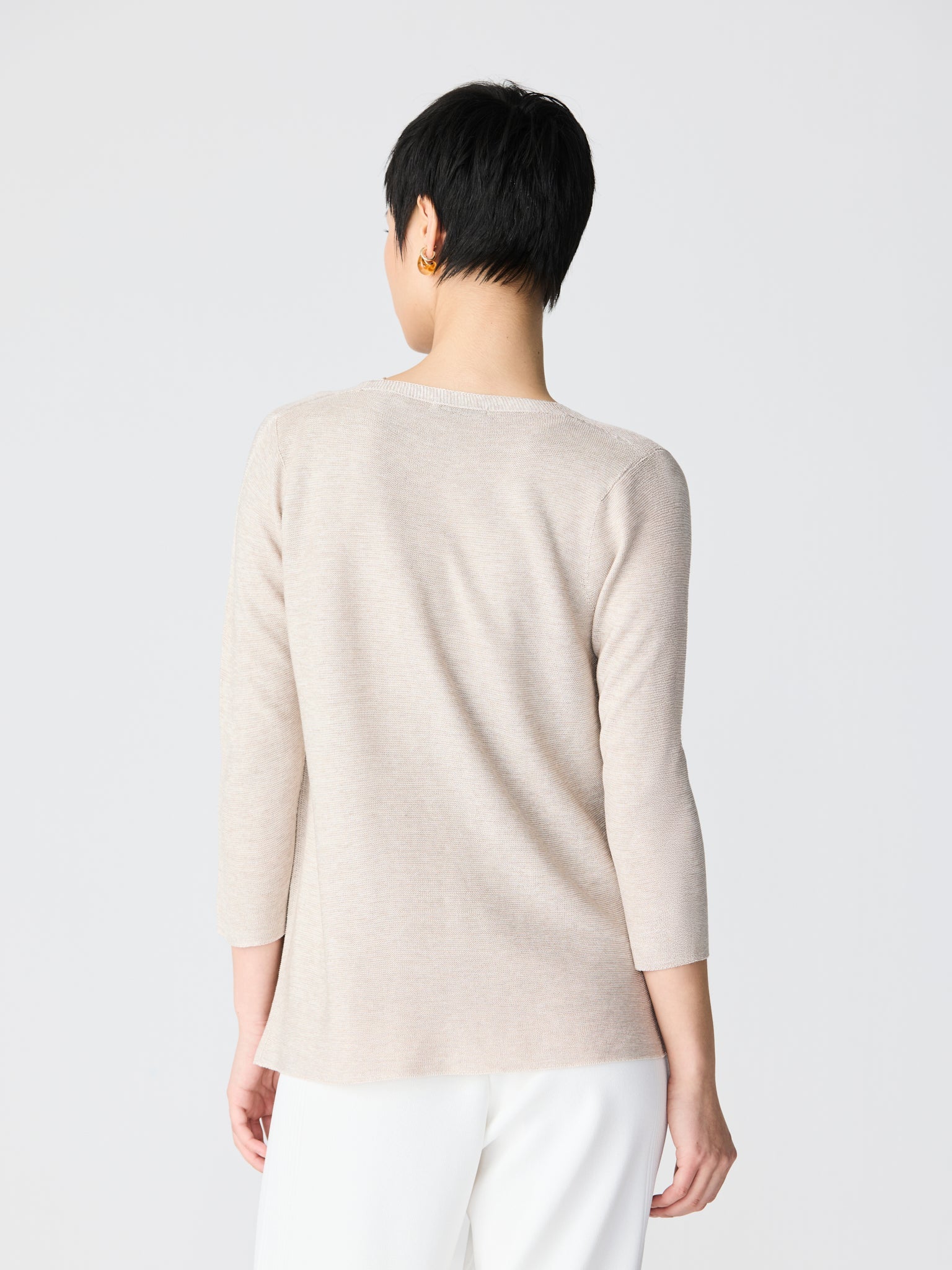 Two-tone 3/4 sleeve cardigan