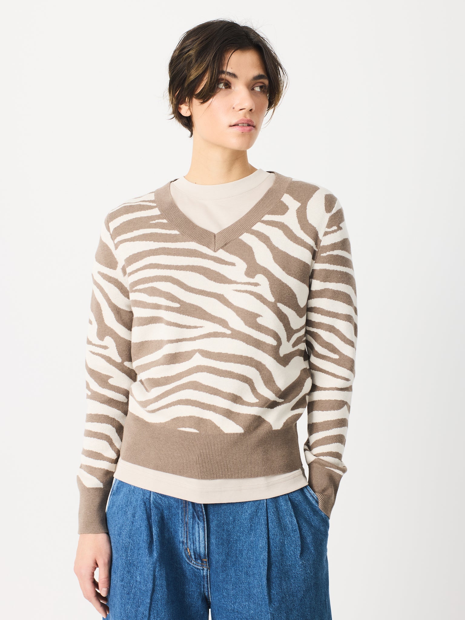 Jersei amb jacquard de zebra coll bec